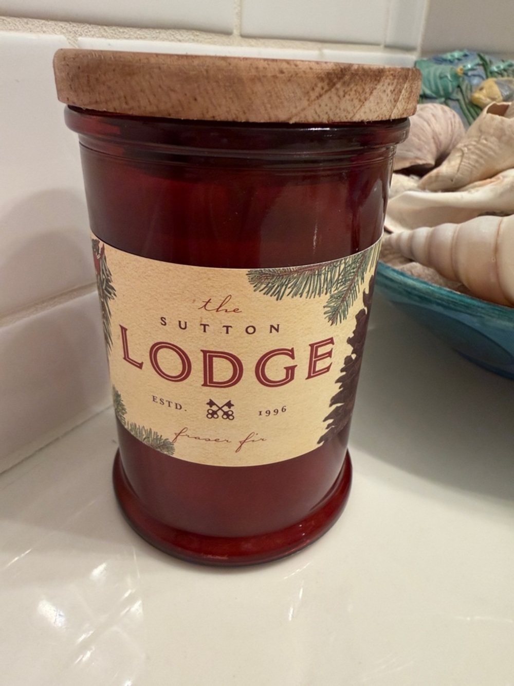 DW Home Red Lodge Scented Candle with Wood Lid